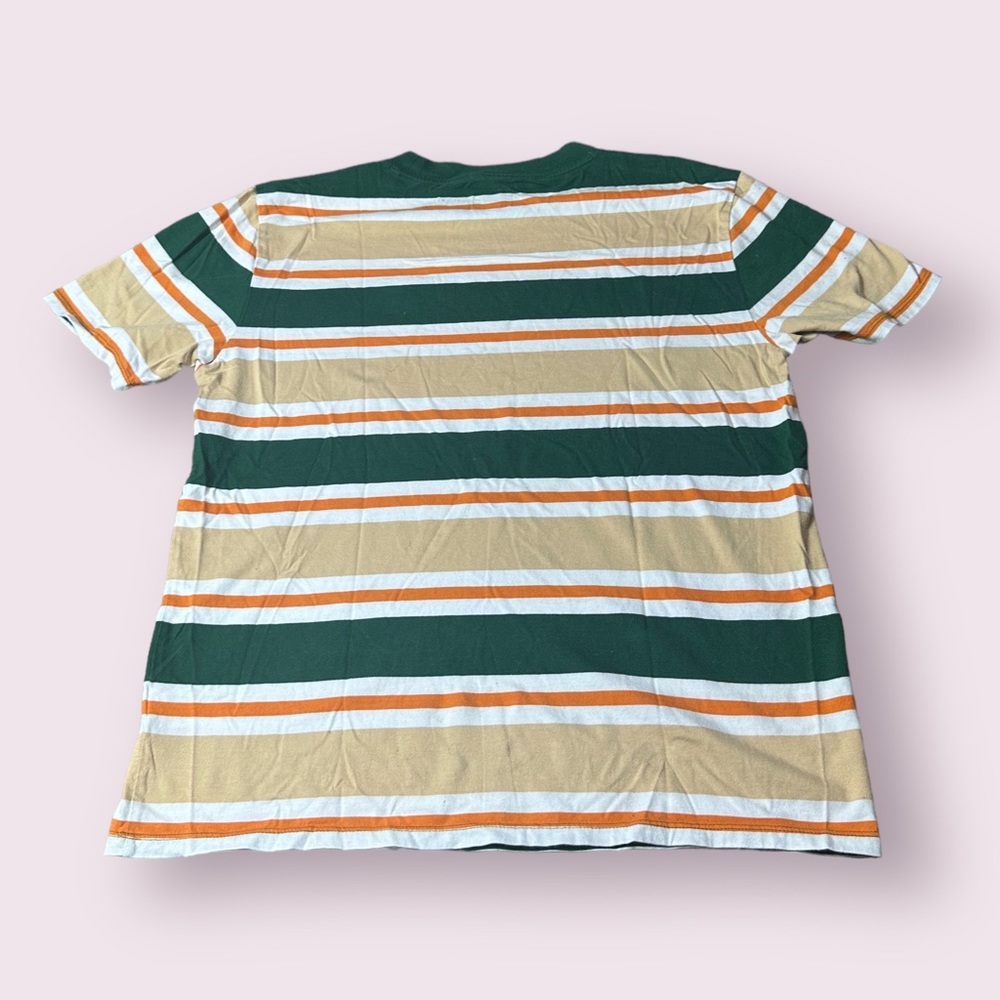 Men’s Guess Los Angeles Tan White Green Orange Stripe S/S Tee Shirt Sz Small - Picture 7 of 9